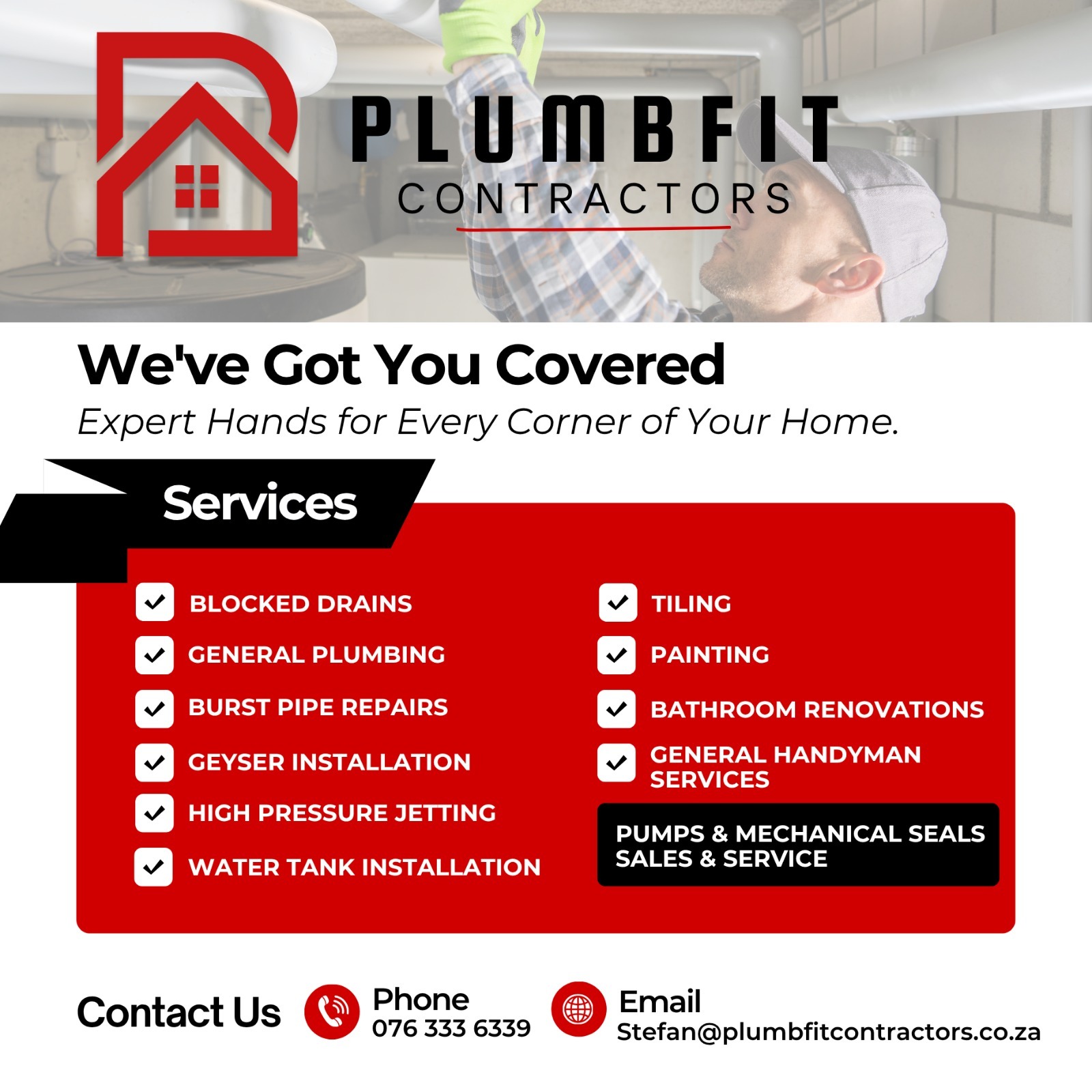Plumbfit Contractors services flyer